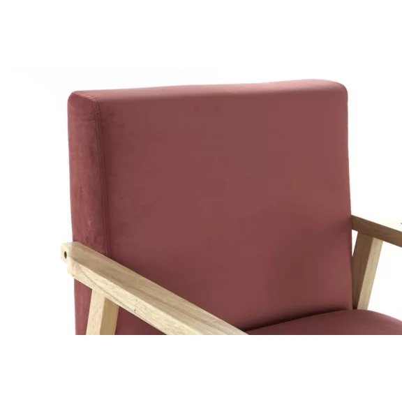 Fotel poliészter mdf 61x63x77 bársony rózsaszín