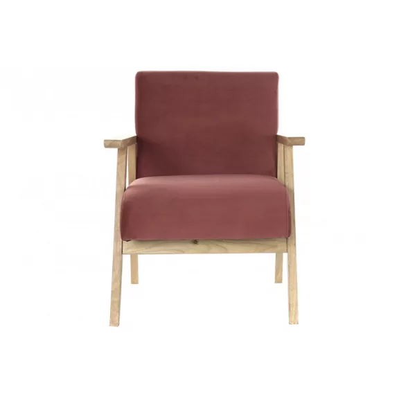 Fotel poliészter mdf 61x63x77 bársony rózsaszín