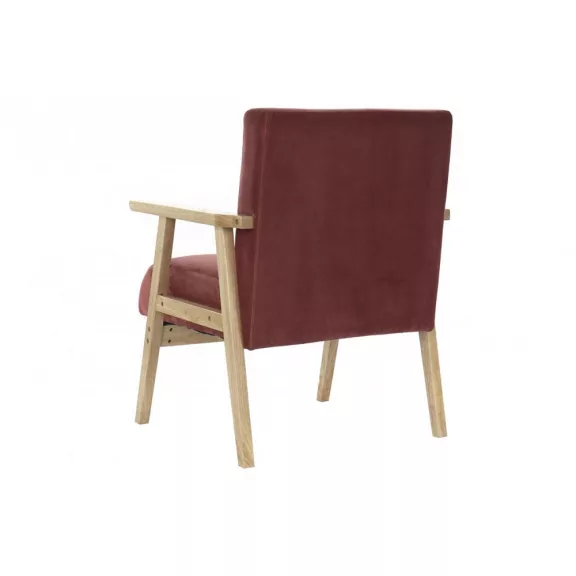 Fotel poliészter mdf 61x63x77 bársony rózsaszín