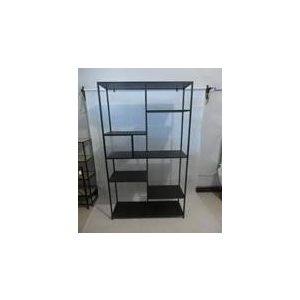 Polc fém 90x33x180 fekete