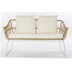 Szófa rattan szintetikus fém 132x58x80 barna