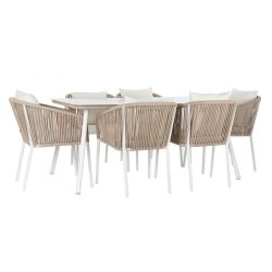 Asztal szett 7db-os aluminium polieszter 160x90x75 beige