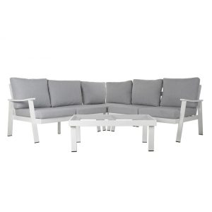 Szófa szett 4db-os aluminium polieszter 211x212x78 fehér