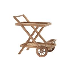 Zsúrkocsi teakfa 70x45x60 kerekes természetes barna