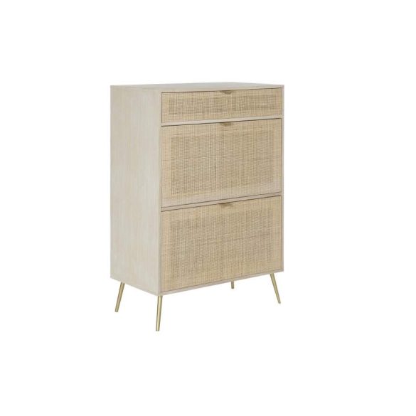 Cipősszekrény paulownia rattan 75x40x112,5