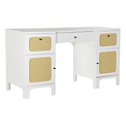 Íróasztal fenyő rattan 140x50x76 fehér