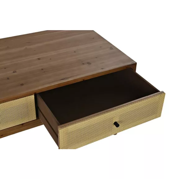 Asztal kávés fenyő rattan 106x55x46 barna