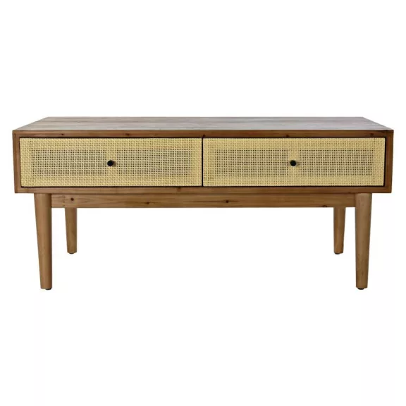 Asztal kávés fenyő rattan 106x55x46 barna