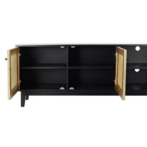Szekrény tvs fenyő rattan 160x38x65 fekete
