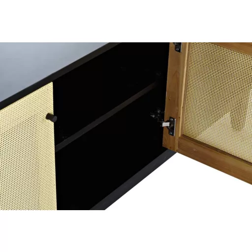 Szekrény tvs fenyő rattan 160x38x65 fekete