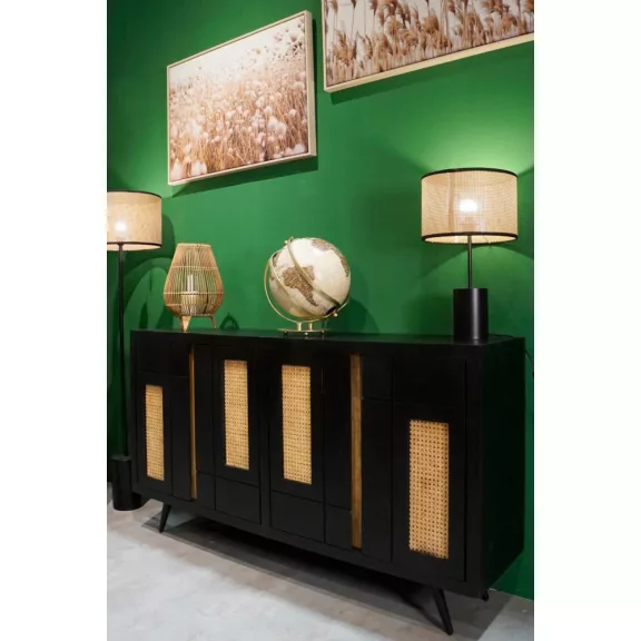 Szekrény mango rattan 160x40x90 fekete