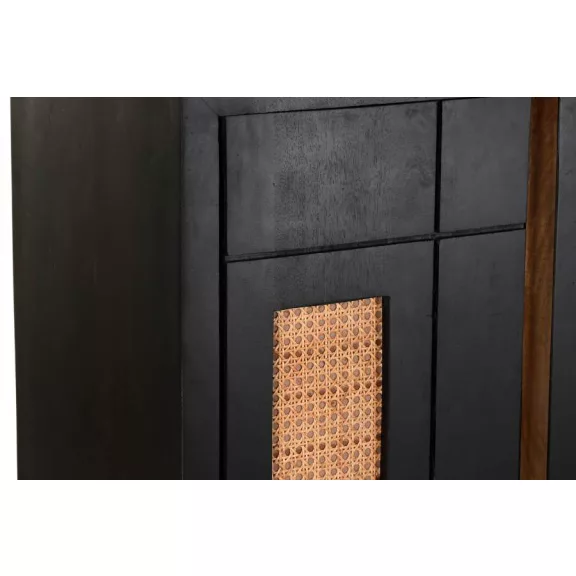 Szekrény mango rattan 160x40x90 fekete