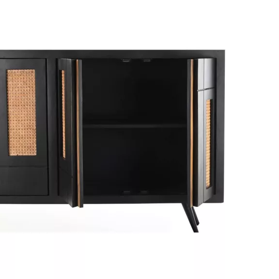 Szekrény mango rattan 160x40x90 fekete