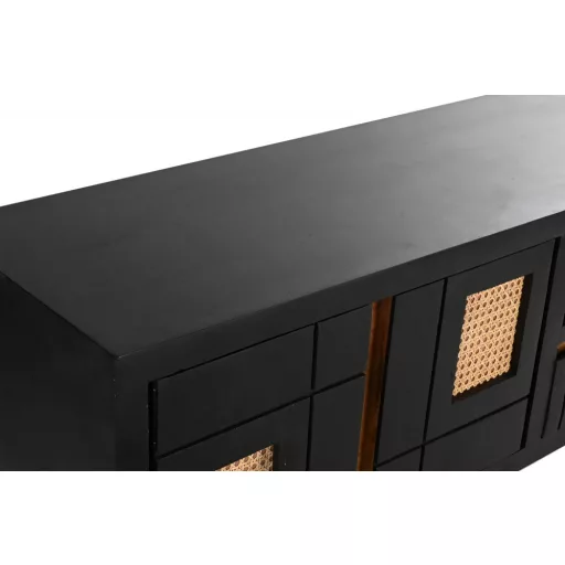 Szekrény tv-s mango rattan 145x40x60 fekete
