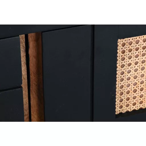 Szekrény tv-s mango rattan 145x40x60 fekete