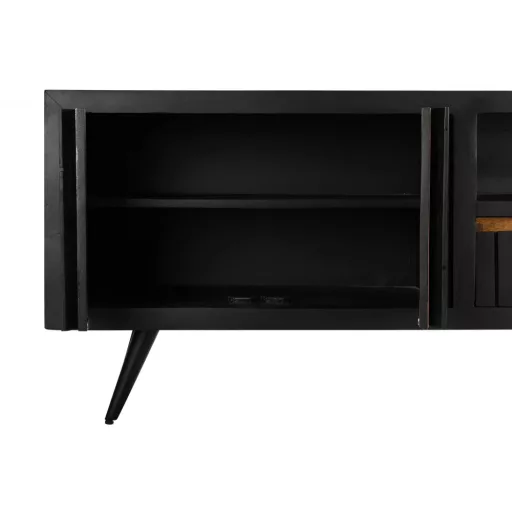 Szekrény tv-s mango rattan 145x40x60 fekete