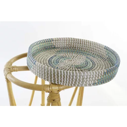Lábtartó rattan seagrass 40x40x40 türkiz