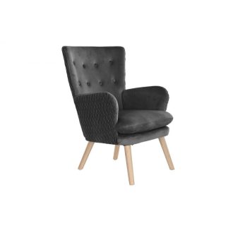 Fotel polieszter fa 76x66x92,5 szürke sötét