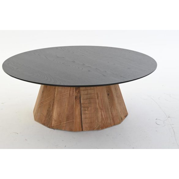 Kávézó asztal, fa, újrahasznosított, fenyő, 90x90x32,5