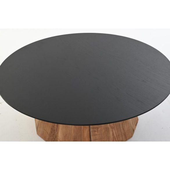 Kávézó asztal, fa, újrahasznosított, fenyő, 90x90x32,5