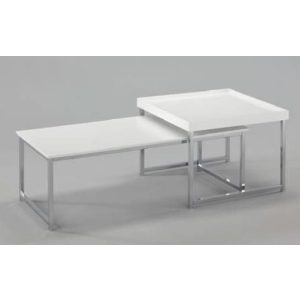 Kávézó asztal, szett, 2db-os, acél, mdf, 110x48x45, fehér,
