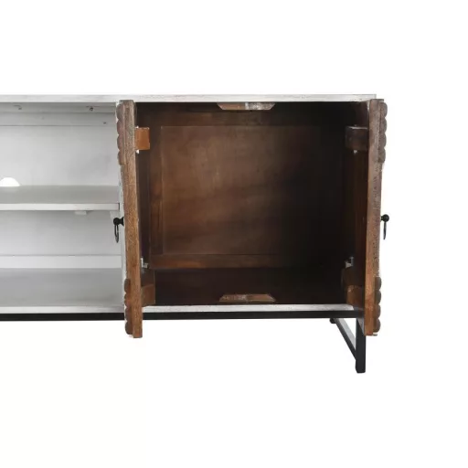 Tv-s szekrény, mango, fém, 180x40x60, fehér