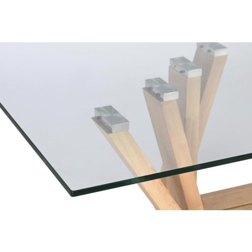 Kávézó asztal, diófa, üveg, 130x70x42, 10, mm., természetes,