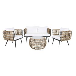 Szófa szett 4db-os rattan szintetikus aluminium 144x67x74