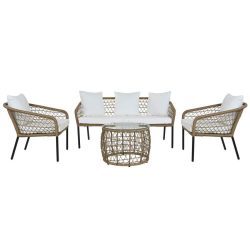 Szófa szett 4db-os rattan szintetikus 137x73,5x66,5 68x73x6