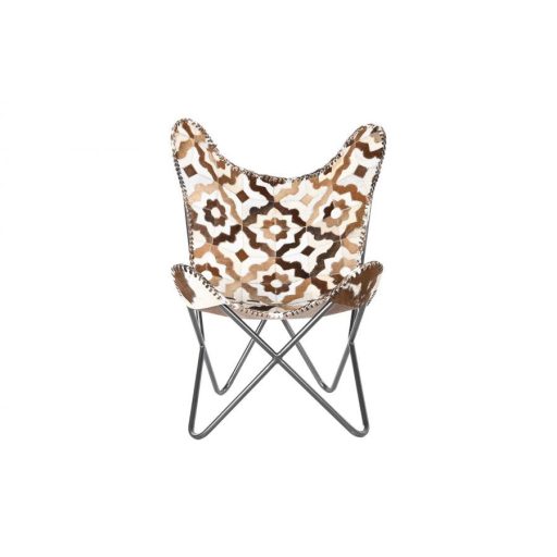 Fotel bőr vas 70x70x90 rombusz barna 