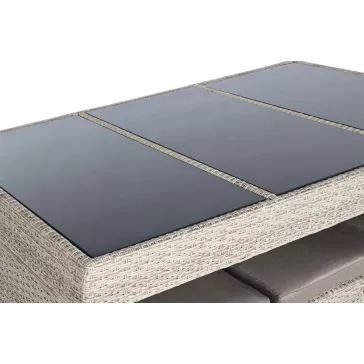 Asztal szett 7db-os rattan szintetikus fém 143x80x100