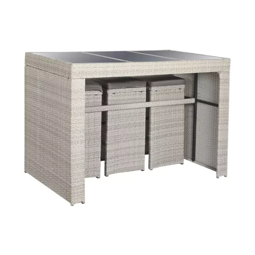 Asztal szett 7db-os rattan szintetikus fém 143x80x100