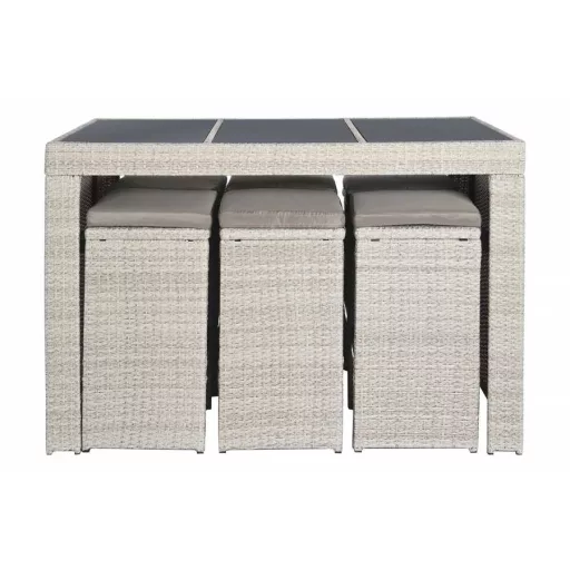 Asztal szett 7db-os rattan szintetikus fém 143x80x100