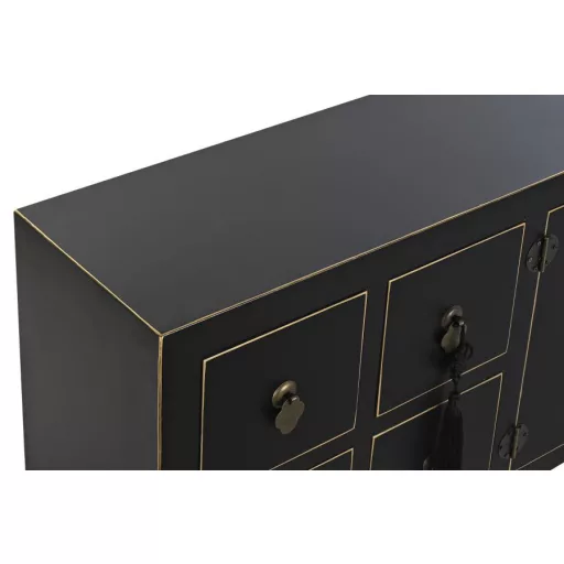 Tv-s szekrény fenyő mdf 130x24x51 keleti fekete 