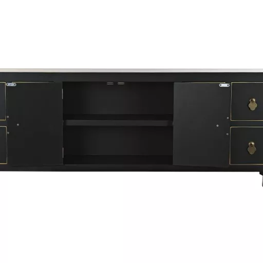 Tv-s szekrény fenyő mdf 130x24x51 keleti fekete 