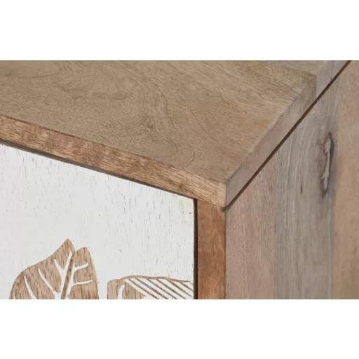 Tv-s szekrény mango fém 140x40x50 leveles fehér 