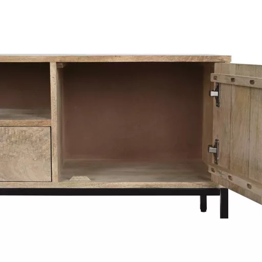 Tv-s szekrény mango fém 140x40x50 leveles fehér 
