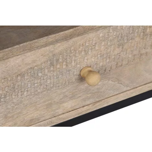 Tv-s szekrény mango fém 140x40x50 leveles fehér 