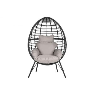 Fotel rattan szintetikus fém 90x65x151 párnával