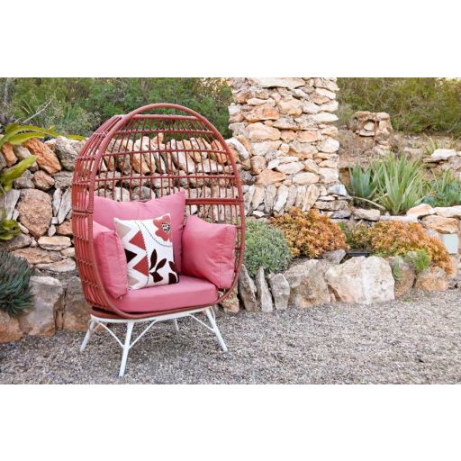 Fotel rattan szintetikus fém 99x71x147 párnával