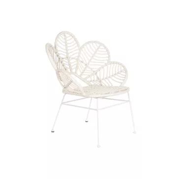 Szék rattan szintetikus fém 76x67x86 leveles fehér