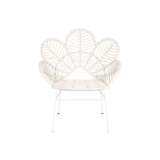 Szék rattan szintetikus fém 76x67x86 leveles fehér