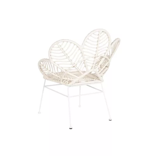 Szék rattan szintetikus fém 76x67x86 leveles fehér