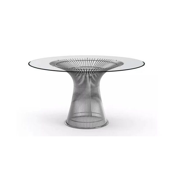 Asztal ebédlő acél üveg 130x130x75 