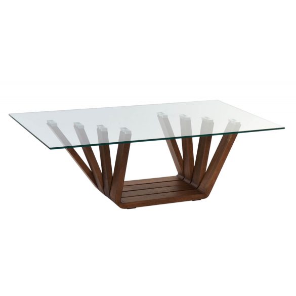 Kávézó asztal diófa üveg 130x70x42 10 mm. természetes