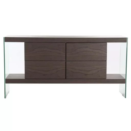 Bútor üveg mdf 160x45x80 diófa barna