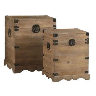 Láda szett 2db-os fenyő fém 50x50x60 rusztikus