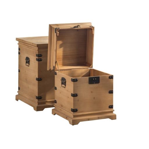 Láda szett 2db-os fenyő fém 50x50x60 rusztikus