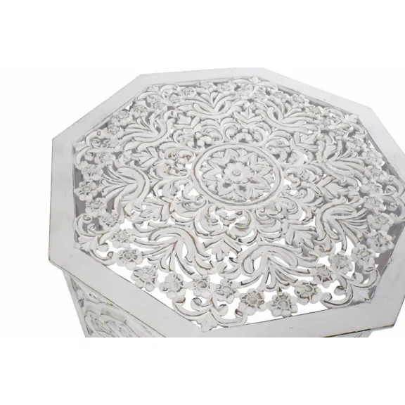 Asztal mdf 84x84x46 régies fehér