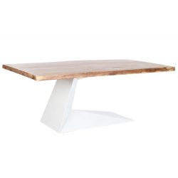 Ebédlő asztal akác fém 200x100x76 fehér lábbal